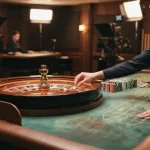 Neutrale Studioaufnahme eines Roulette- und Kartentisches mit Dealerhänden und Spielmarkern, ohne erkennbare Personen.